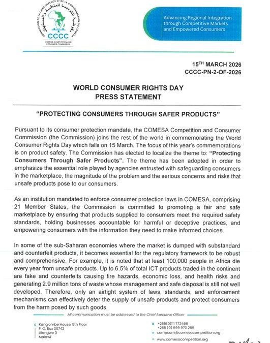 Press Statement on the World Consumer Rights Day Commemorations